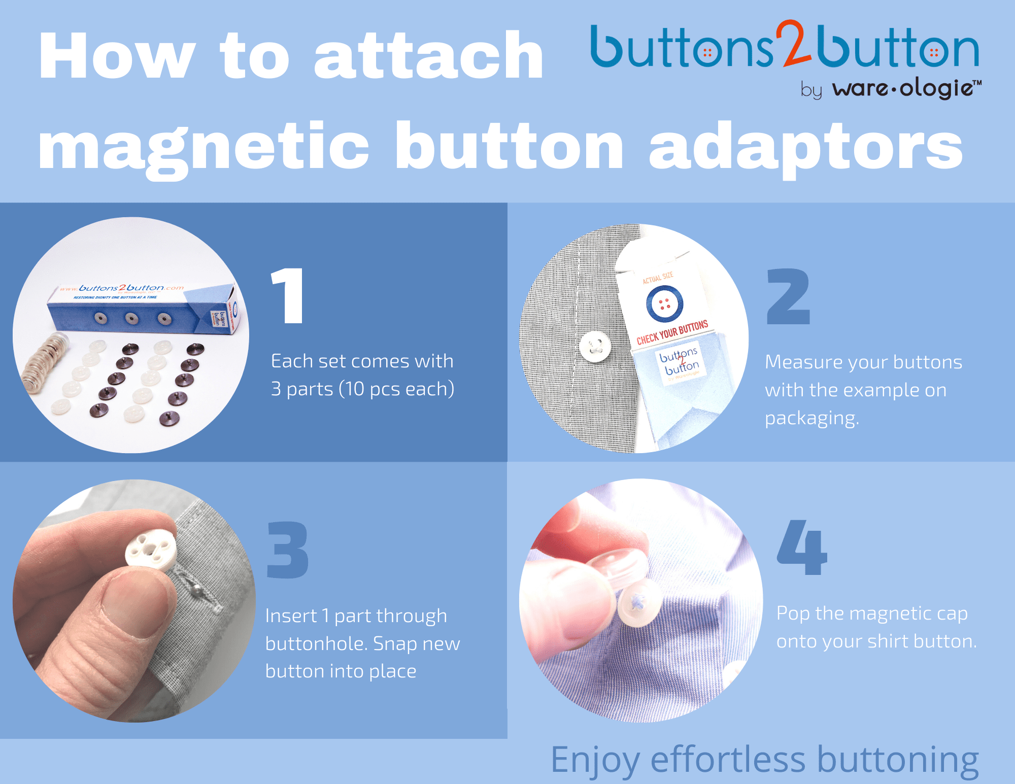 Instructions to Install Buttons 2 Button Magnetic Adaptor Dressing Aid 